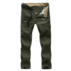 Модные брюки-карго Штаны Для мужчин военные полный Повседневное хлопковые свободные Карманы Грузовые Штаны мужские панталоны Большой