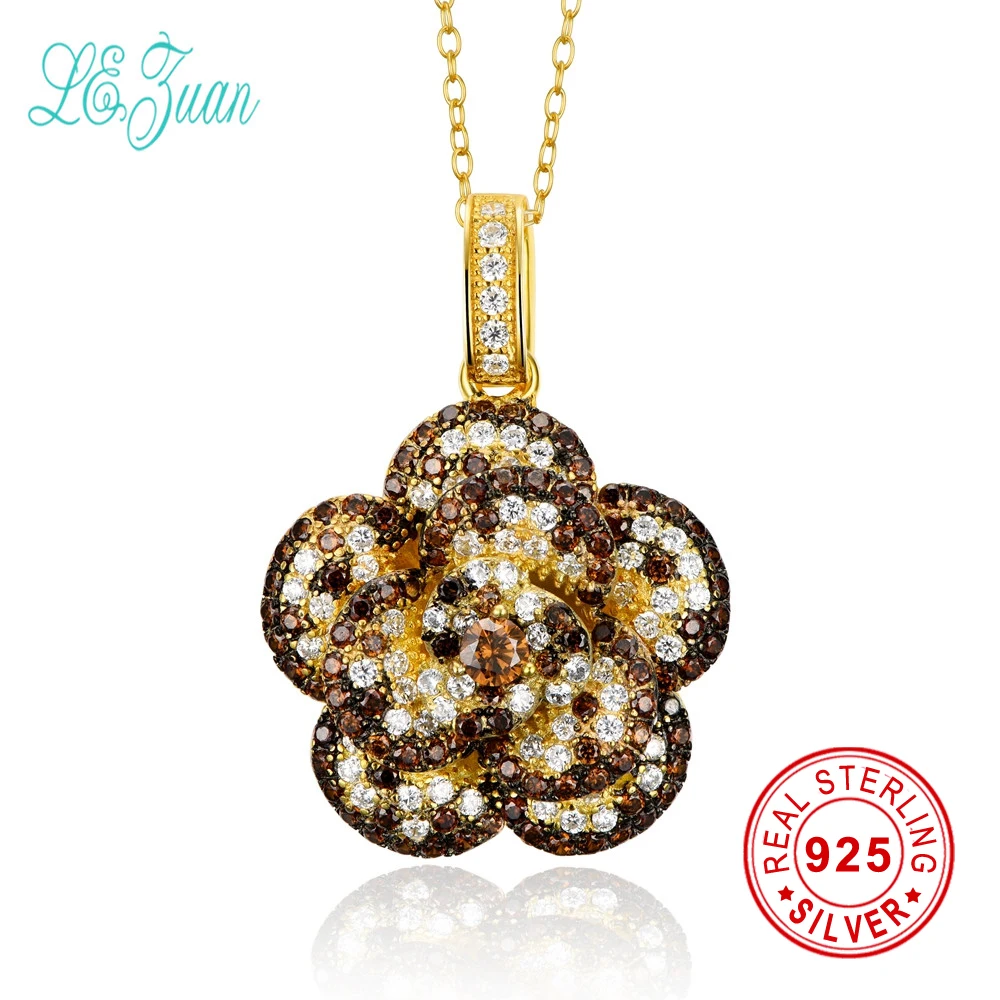 

l&zuan S925 Sterling Silver statement Necklace Baroque Style Multicolor Rose Flower Zircon Jewelry For Women Christmas Gift