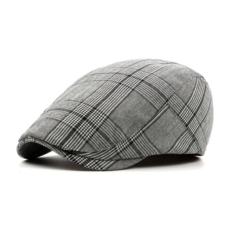 New Fashion Striped Beret Cotton Flat Hats For Men Women Newsboy Cap