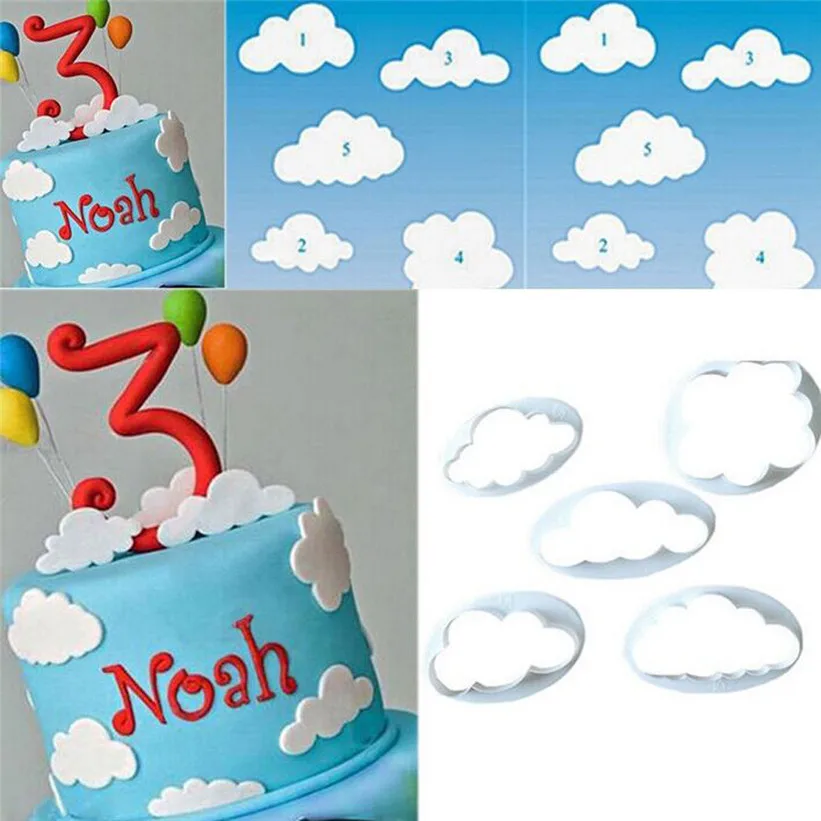 

Cake Shape 5 Pcs Cloud Turn Sugar Decoration Printing Creative Cookies Cutting Model Multifunction AA#