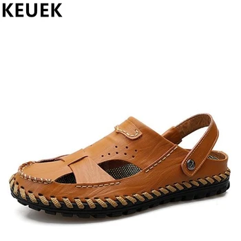 

Summer Men Sandals Genuine leather Comfortable Beach shoes Large size Casual Sandals 033