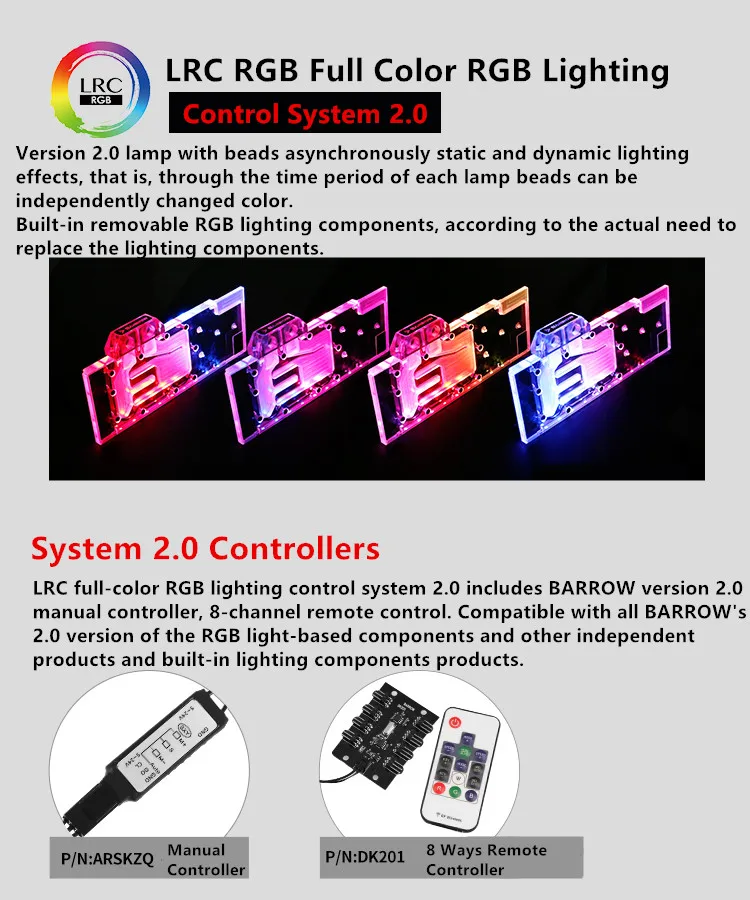 Блок для воды Barrow GPU ASUS GTX 1080TI/1080/1070/1060 с полным покрытием ROG LRC RGB lighting BS ASS1080T PA|gpu water