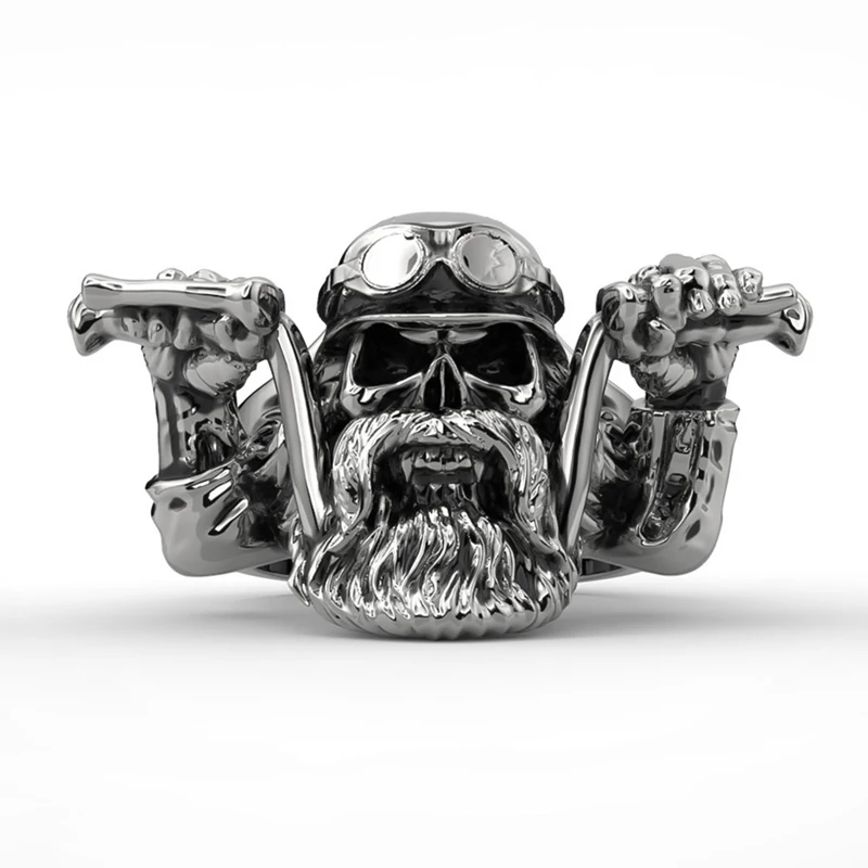 

Stainless Steel Punk Skull Rings Motorcycle Biker Ring men Jewelry Accessories 2019