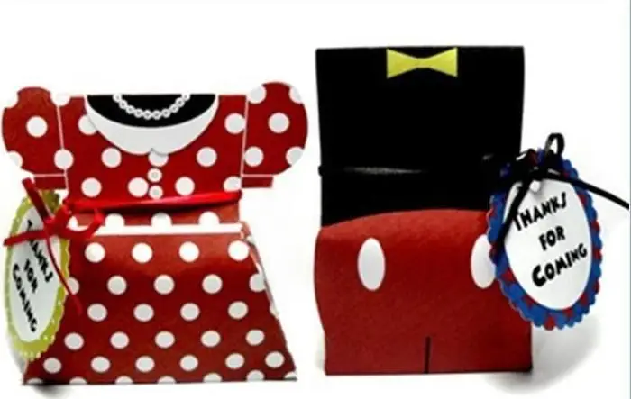 

Mickey & Minnie Mouse Favor Treat Boxes Bags Wedding Party Birthday Candy Bags Gables Boxes 4 Designs Cute Candy Boxes 20pcs/Lot