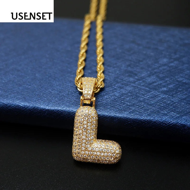

USENSET Hot Mens Hip Hop Zircon Jewelry Iced Out Gold Silver Fashion Bling Bling Letter L Charms Pendant for Gift