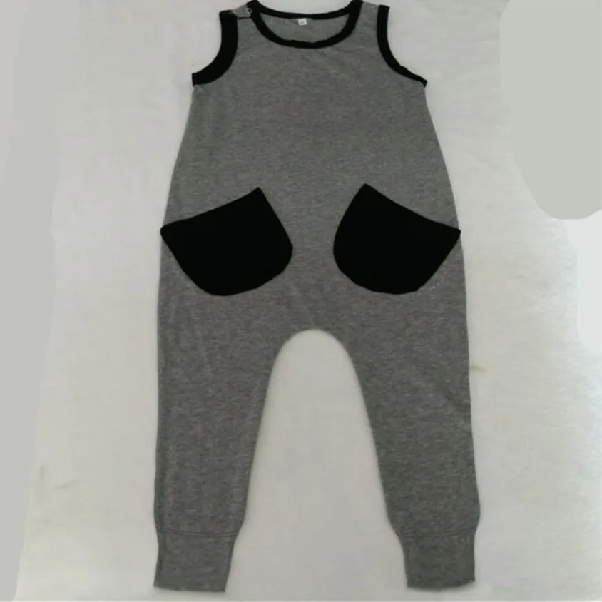 طفل الفتيان الفتيات الصيف رومبير طفل القطن خزان بذلة الاطفال عادي رمادي بالمر ستر Playsuits 2019 جديد وصول 28