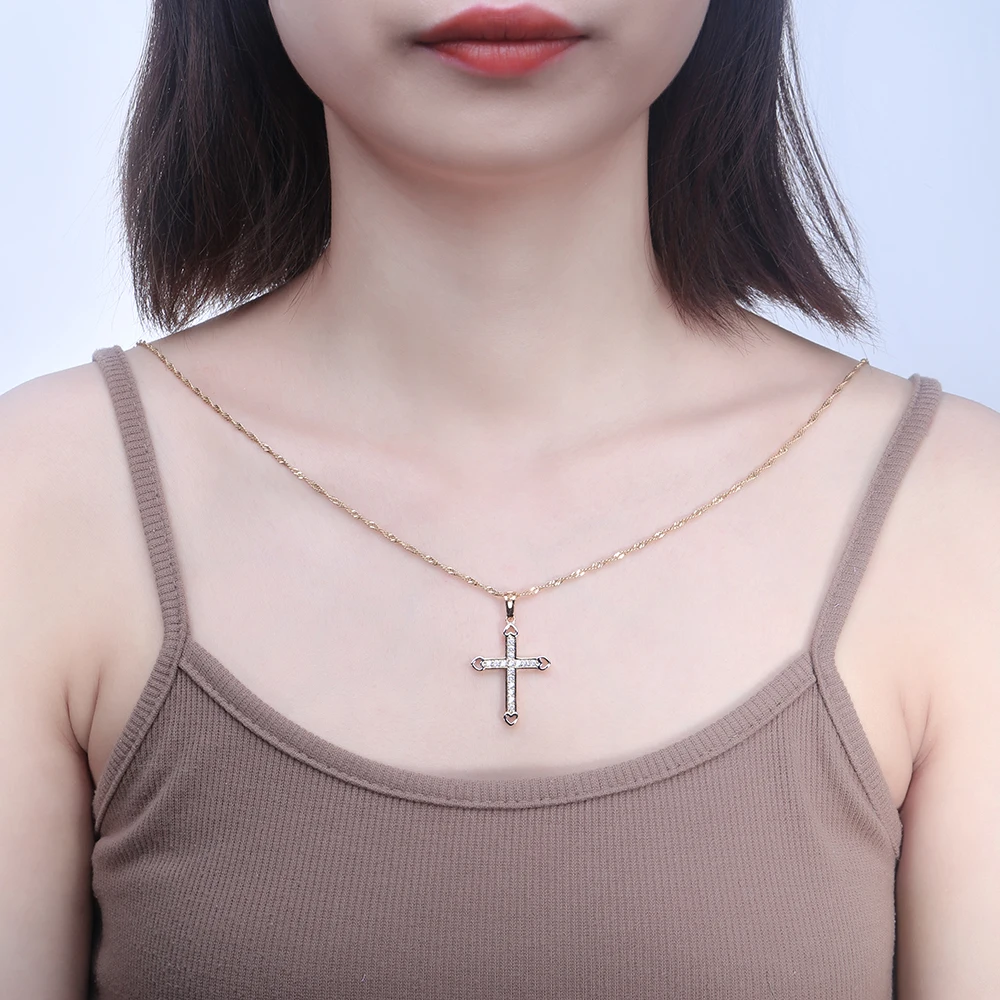 LADYCHIC AAA качественный Цирконий Крест Подвеска медный материал Bling CZ Кристалл