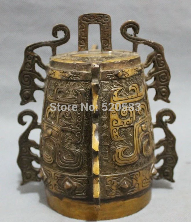 

free Chinese Bronze Carved Collect Buddhism Folk Temple Dragon Statue Figurine Bell fast