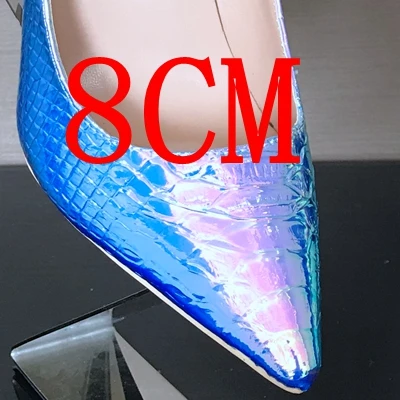 Женские лакированные туфли из змеиной кожи; туфли-лодочки на платформе для свадебной вечеринки; женские туфли на высоком каблуке; туфли-лодочки; большие размеры - Цвет: yinshe 8CM