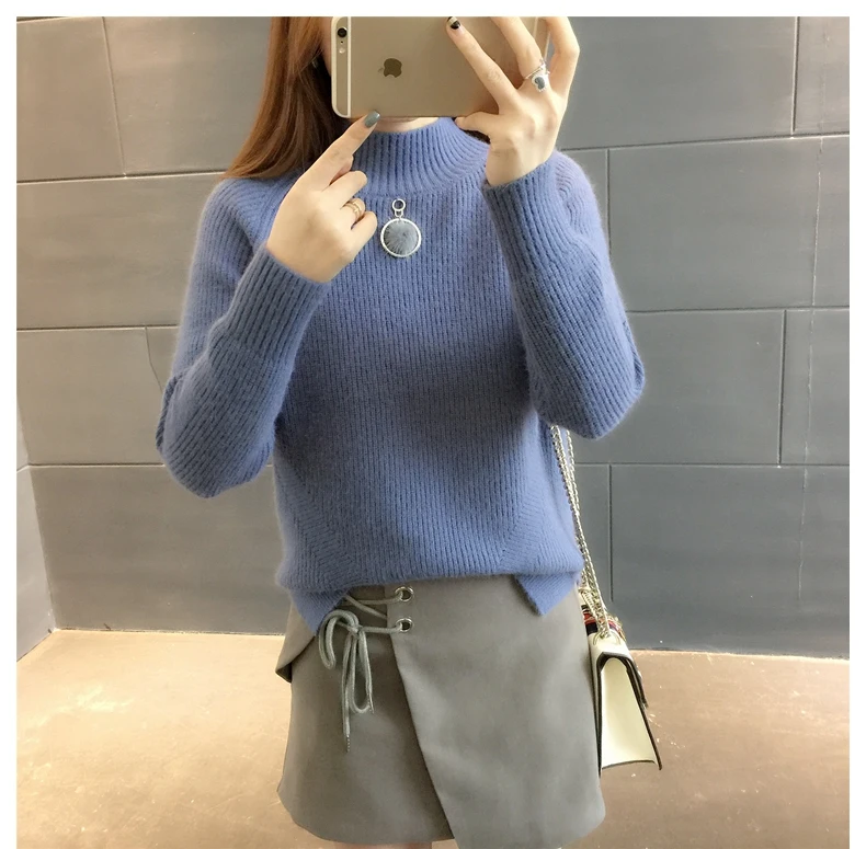 Autumn Winter Thick Women Sweaters Korean Loose Turtleneck Solid Pullovers Side Split Knitwear Chaquetas Invierno Mujer