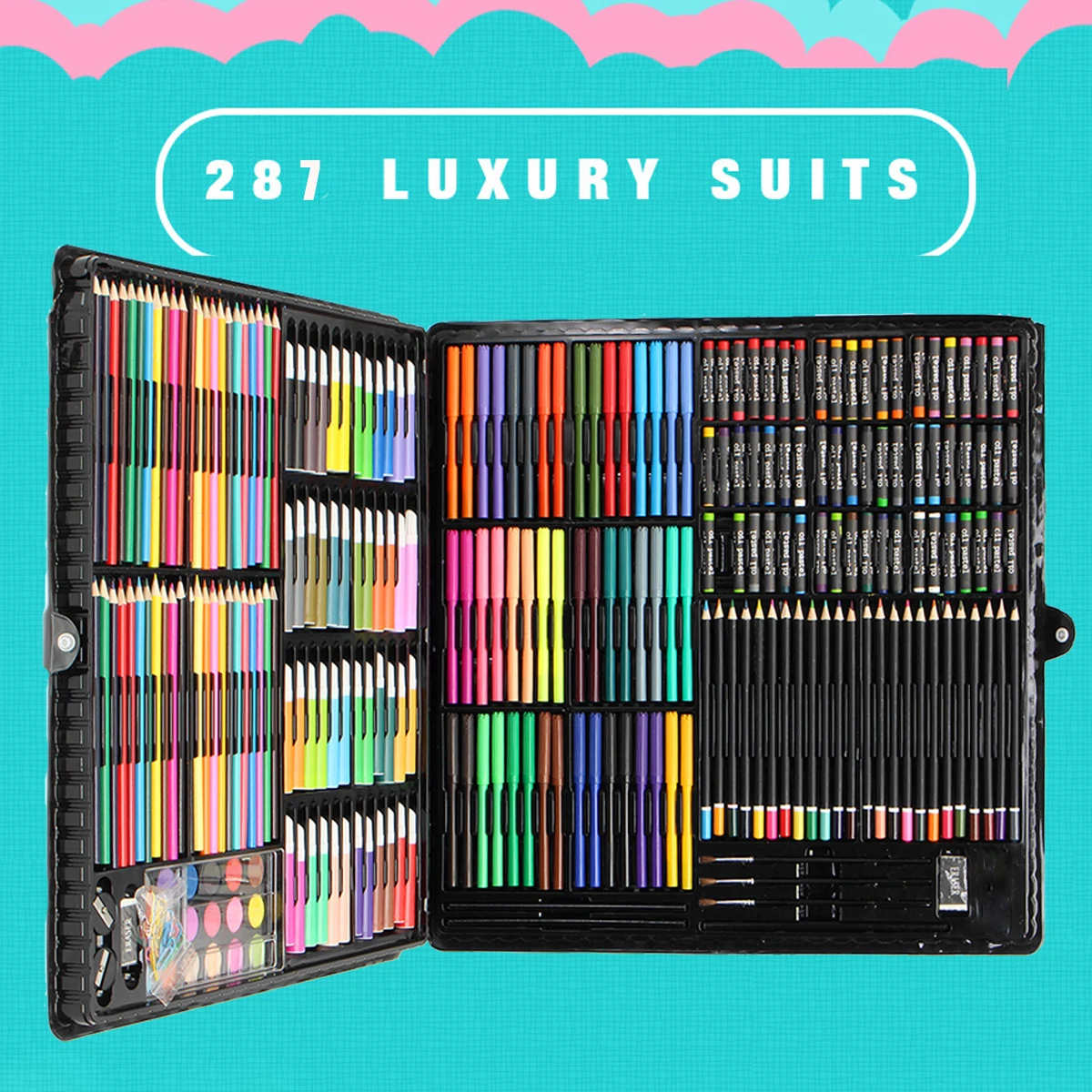 

287Pcs Watercolor Paint Painting Drawing Art Set Crayons Color Pen Pencils Set Children's Drawing Set Painting Learning