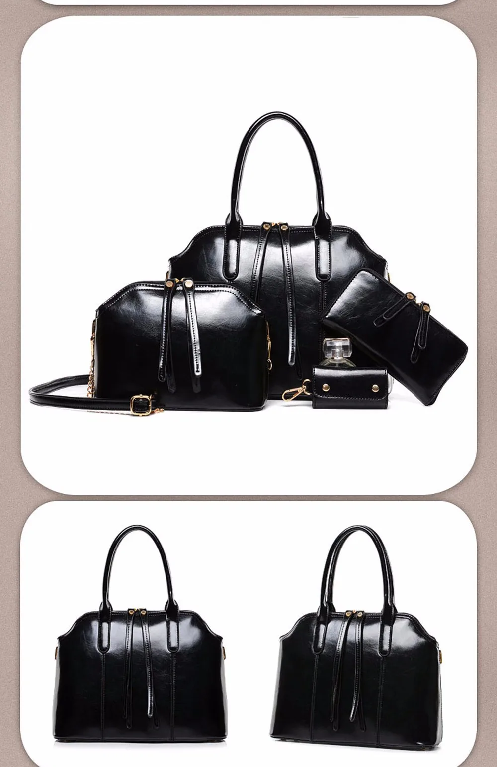 4 Pcs Handbag+Messenger Bag+Purse+Wallet Women Luxury ShoulderBags High Quality PU Leather Top-handle Crossboday Bags Set TTOS (2)