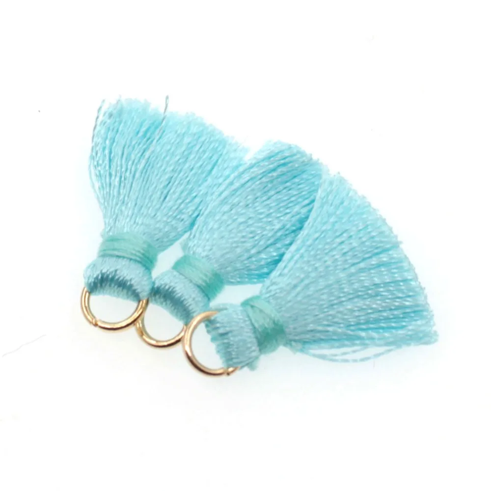 Lavida 100pcs/lot Mix Colors Cotton Tassel For Keychain Cellphone Mini Silk Tassels Charms Fit Earring With Gold Rings