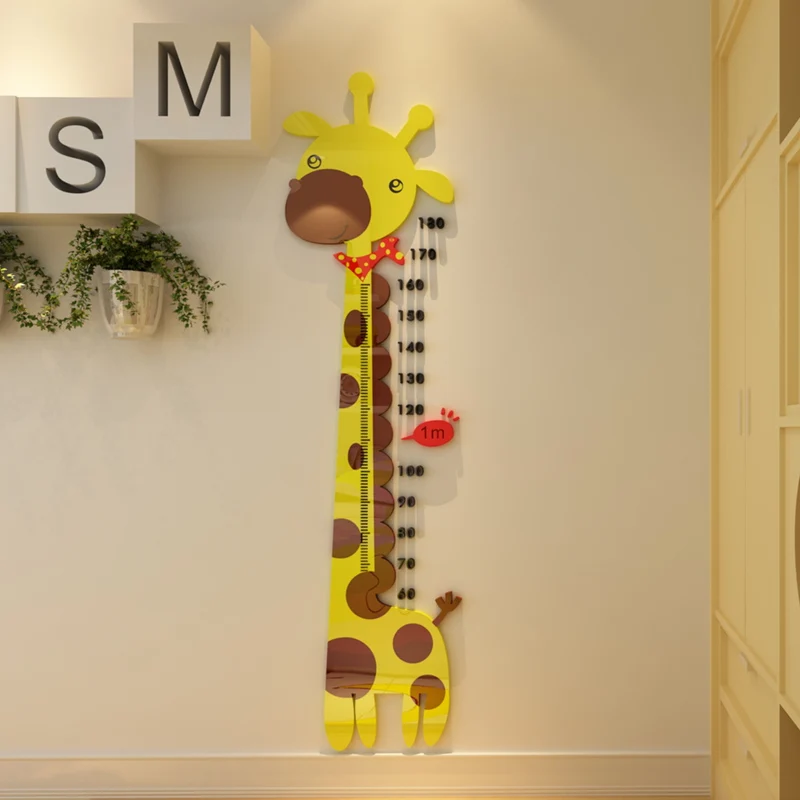 Elephant KUNAW Baby Height Growth Chart Ruler for Kids,Removable 3D Giraffe Cartoon Ruler Wall Sticker Childrens Bedroom Decoration Magnetic Measurement Height Support Music Playback