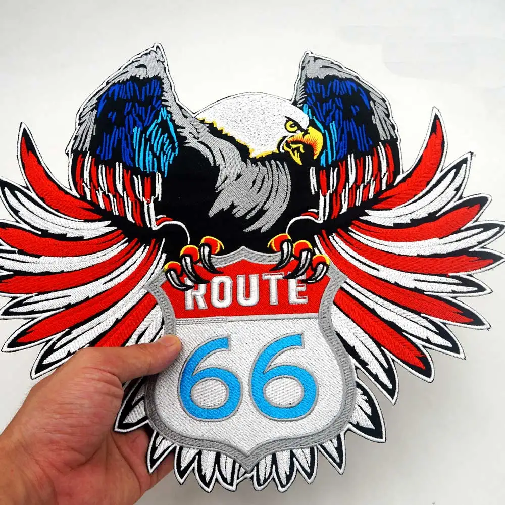 ROUTE 66 Орел большой вышитый Панк Байкер нашивки одежда наклейки Одежда Аксессуары значок