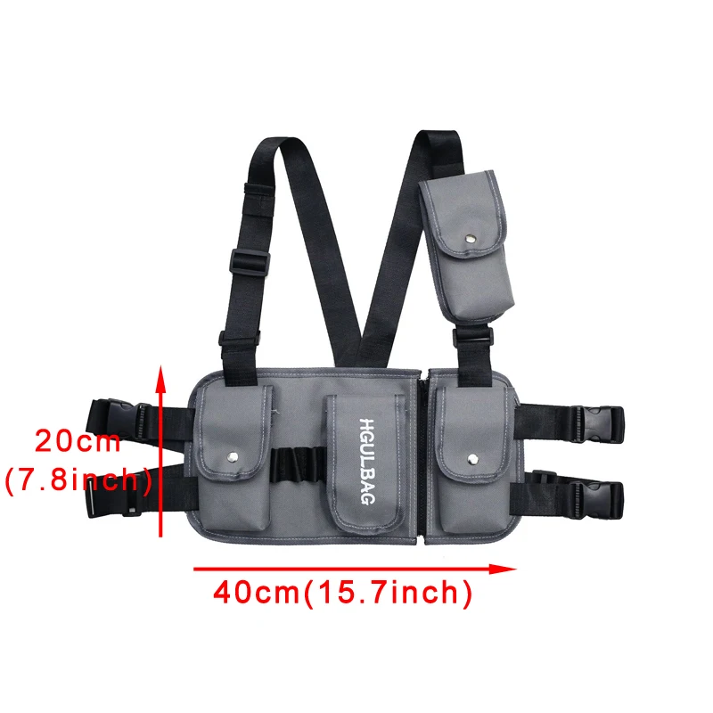 الرجال الصدر تزوير حقيبة المرأة الخصر حزمة الورك هوب الكتف Crossbody رجل التكتيكية كاني ويست سترة الصدر الأسود الشارع الشهير أكياس 510
