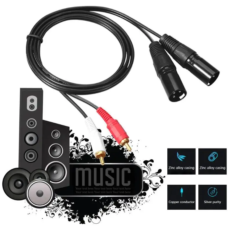 1 5 м/4.9ft двойной RCA штекер XLR Мужской кабель 2 Сделано в Китае до Hi Fi стерео аудио для