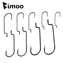 Bimoo 200 шт. узкий крючок под червя для Carolina Rig, Мягкая приманка, крючок для ловли басов, басов, мух, крючки для привязывания 5/0, 4/0, 2/0, 2, 4, 6