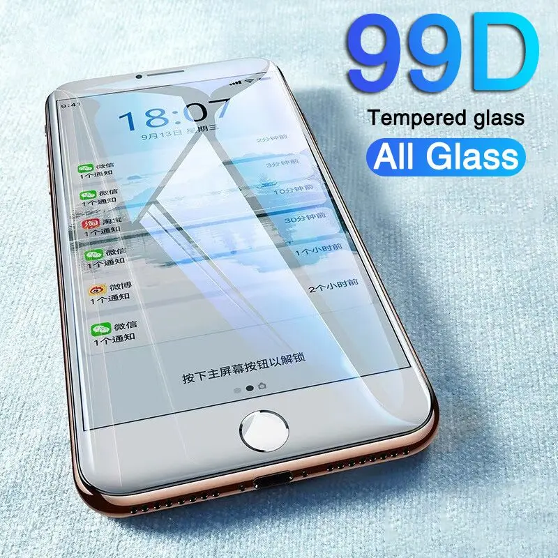 

99D Curved Full cover Protective Glass For iPhone 7 6 6S 8 Plus X Glass Screen Protector On iPhone X XR XS Max Screen Protection