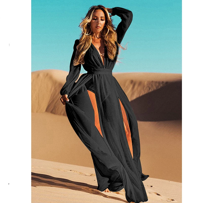 

Saida De Praia Feminino 2019 Tunic For Beach Outlet Capes Bathing Suit Kaftan Dress Sarong Outings Swim Cover Up Female Chiffon