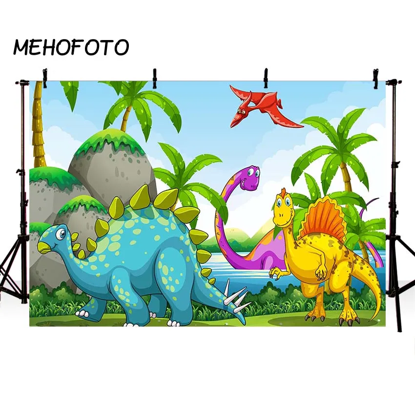 Mehofoto Jurassic Dinosaur Backdrops Forest Cartoon Decor