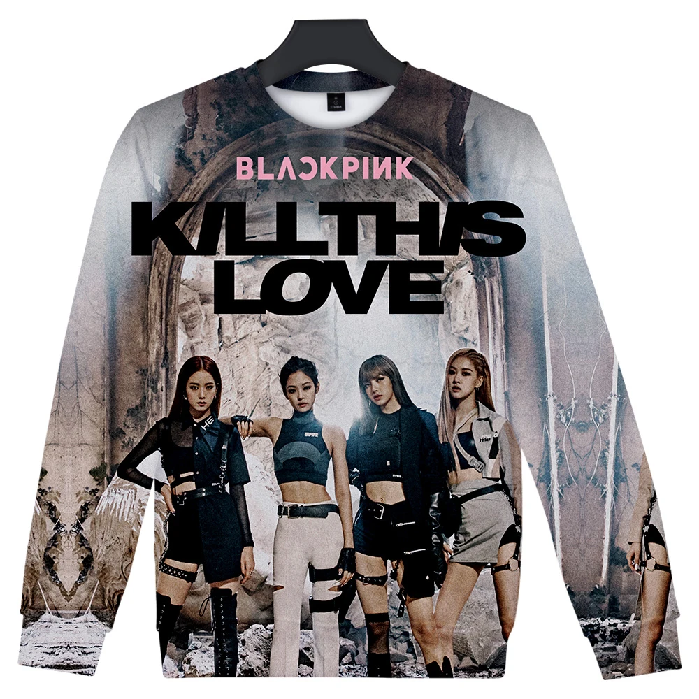 جديد النساء الملابس Blackpink بلوزات عارضة الشارع الشهير طويلة الأكمام بلوزات Harujuku Kawaii الأزياء الكورية الشارع الشهير
