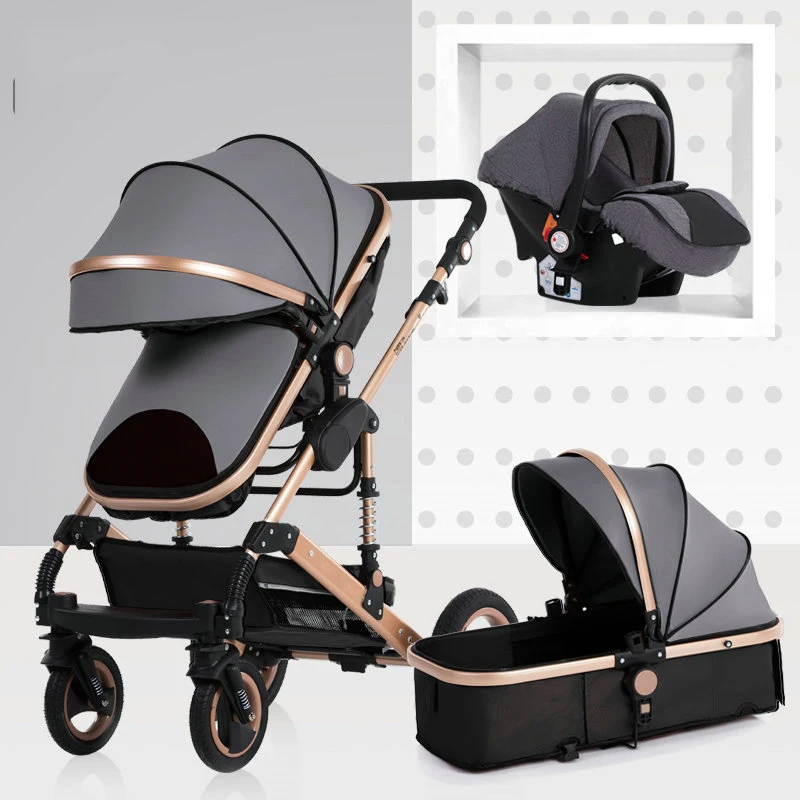 

Wisesonle baby stroller 3 in 1 stroller lying or dampening folding light weight two-sided child four seasons