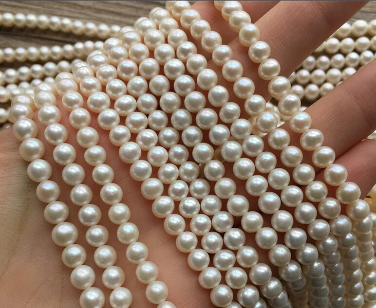 Freshwater pearl 5 5.5mm DIY light beads near circular flaws of semi