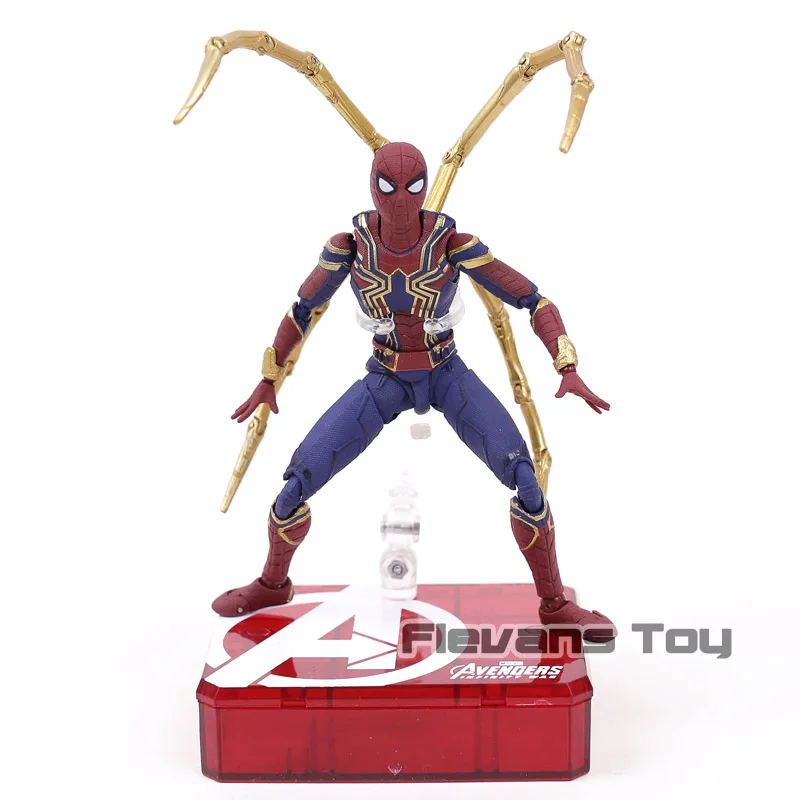 Дешево S. H. Figuarts Marvel Мстители Бесконечность войны человек паук Железный Паук с Tamashii этап ПВХ фигурку Коллекционная модель игрушки