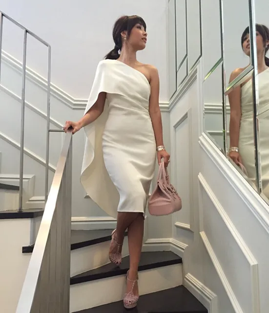 Ivory Satin Cocktail Dress