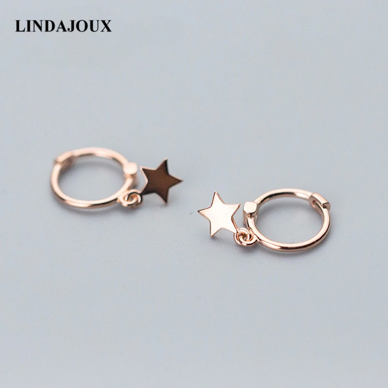 LINDAJOUX настоящее 925 пробы серебро розовое золото цветные серьги гвоздики со