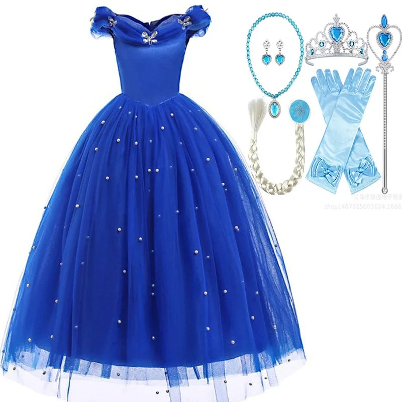 

Baby Girls Cinderella Dress Up Girl Clothes Off Shoulders Beauty Ball Gown Children Luxury Fluffy Heel Party Halloween Costume