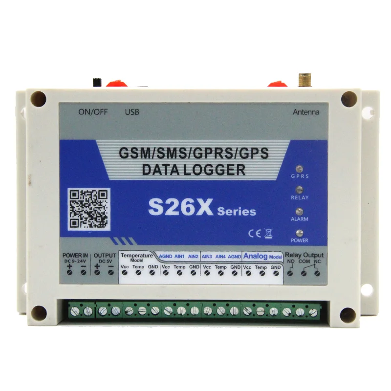 US $89.53 GSM GPRS Analog Data Logger Wireless Remote Controller 4 Analog Input 1 Digital Relay Output Temperature Alarm System S262