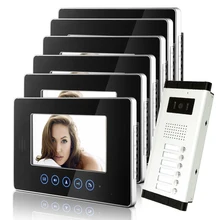 ENVÍO LIBRE Touchkey 7 “Video Portero Sistema de Intercomunicación Apartamento HD 6 Monitor 1 Cámara Del Timbre Para 6 Casa de La Familia Al Por Mayor
