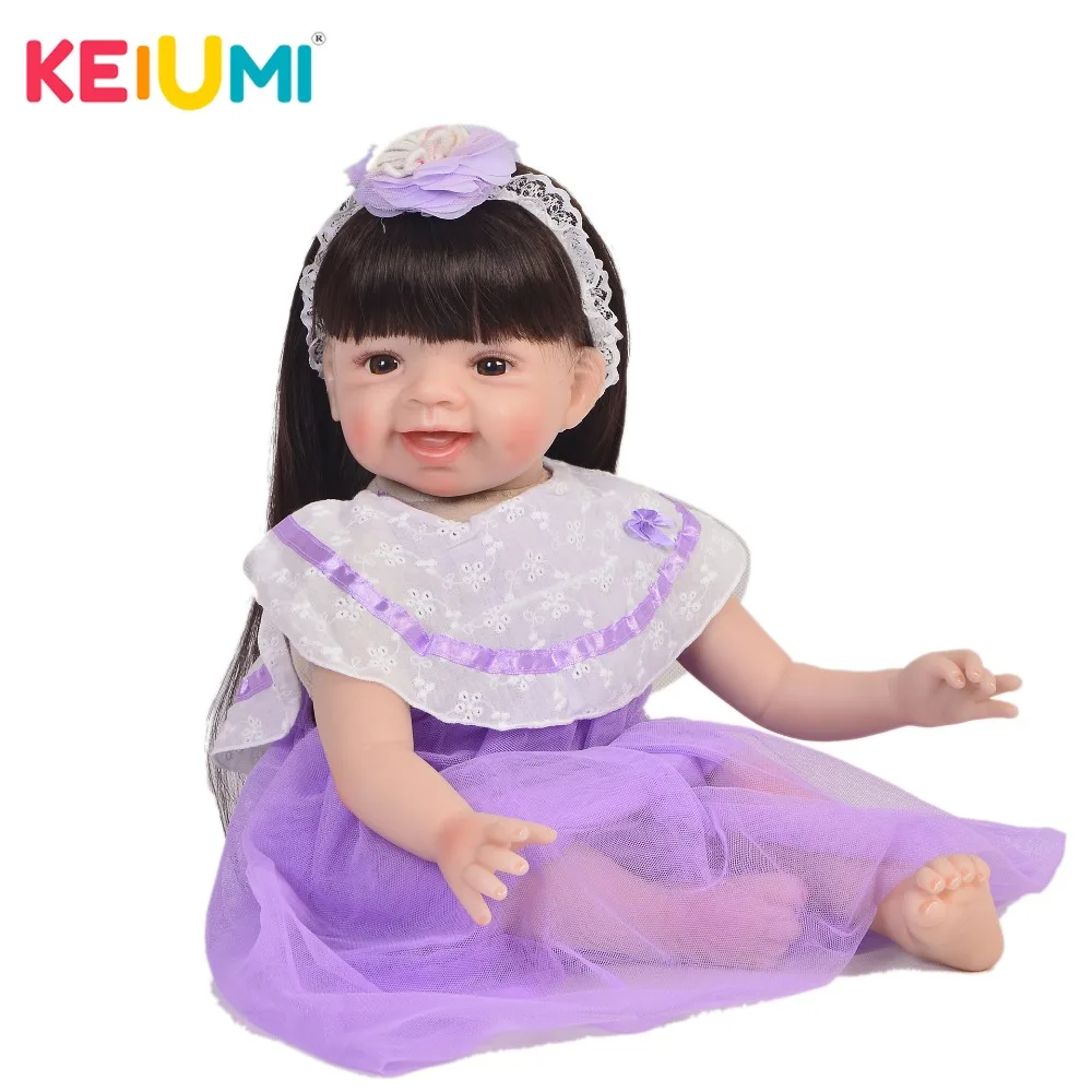 

Lovely Reborn Alive Girl Doll Soft Vinyl 22'' 55cm Realistic Princess Baby Doll Toy For Kids Christmas Birthday Gifts Long Hair