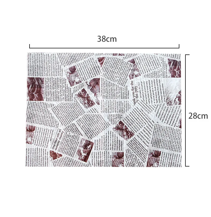 Пищевая упаковка лист новости бумага Восковая бумага анти-масло гамбургер куриный рулон упаковочная бумага столовый инструмент Хлеб чип упаковка