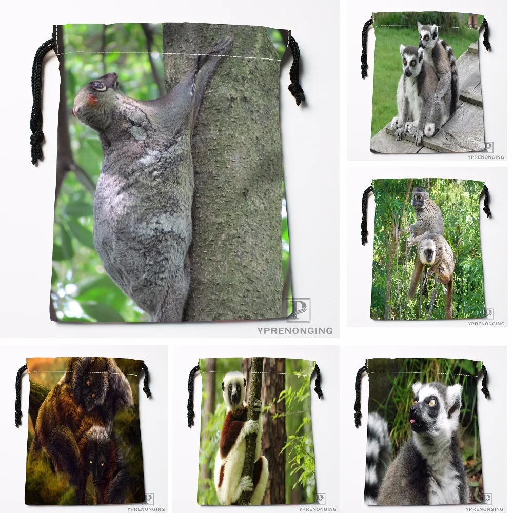Custom Stoned Lemur at Monkey Drawstring Bags Travel Storage Mini Pouch Swim Hiking Toy Bag Size