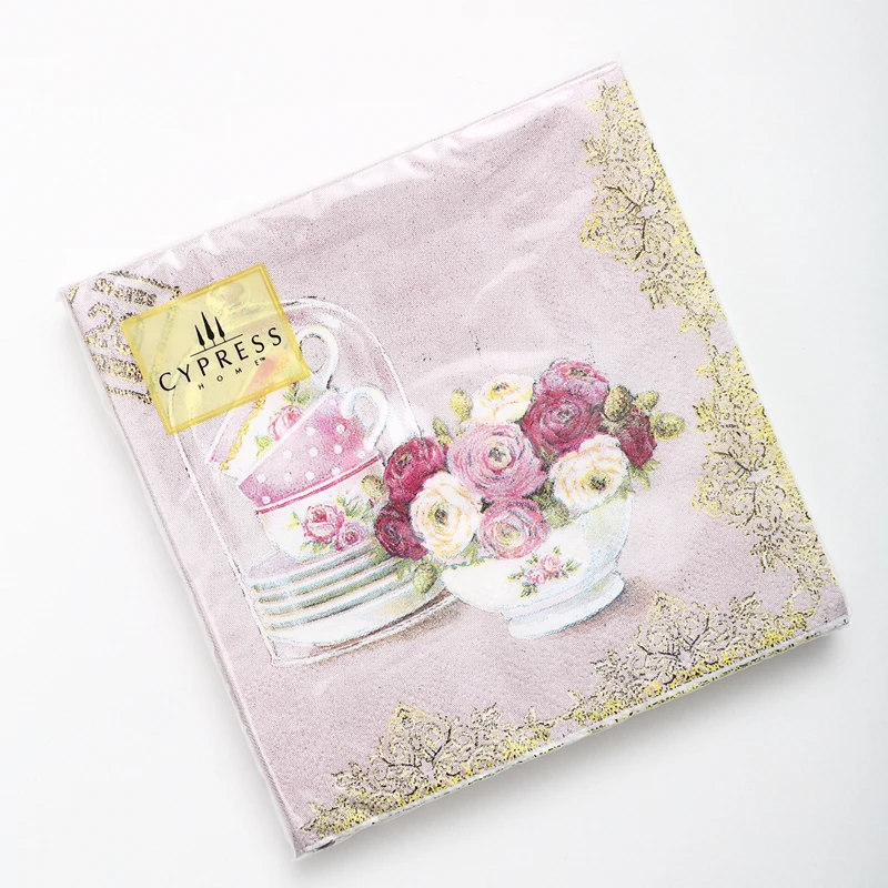 Cocktail paper napkins 20pcs 25*25cm 3 ply tea paper napkins for