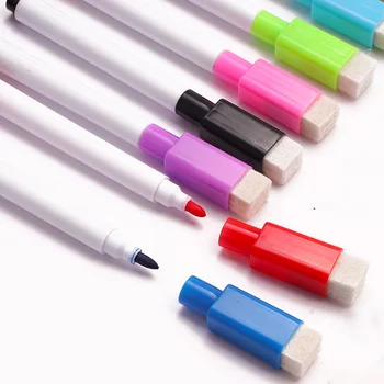 

White Board Markers Environmental Protect 8colors School Classroom Whiteboard Pen Built In Eraser Student Drawing Pen