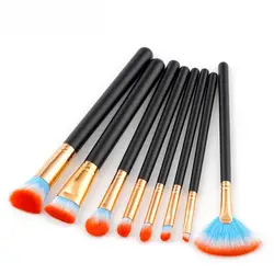 8Pcs/Set Pro Fan Shape Makeup Brushes Foundation Powder Contour Concealer Blush Eyeshadow Eyeliner Blending Cosmetic Brushes Kit