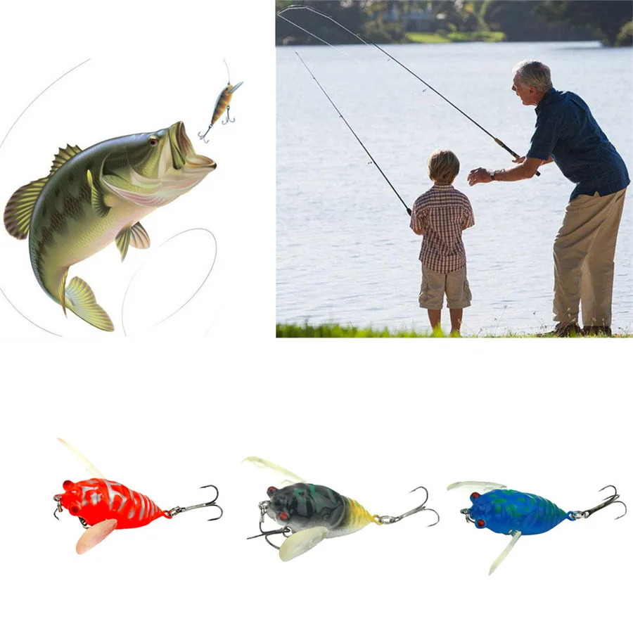 2019 Bionic bait fishing tackle hook bait Bionic bait fishing tackle hook bait Cicada fishing fish bait bass crank fishin 40MA10 (13)