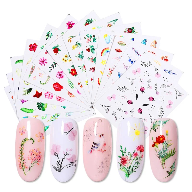 

1 Sheet Nail Art Water Decals Transfer Stickers Decals Flower Leaf Summer Theme Nail Art Stickers DIY Nail Decorations