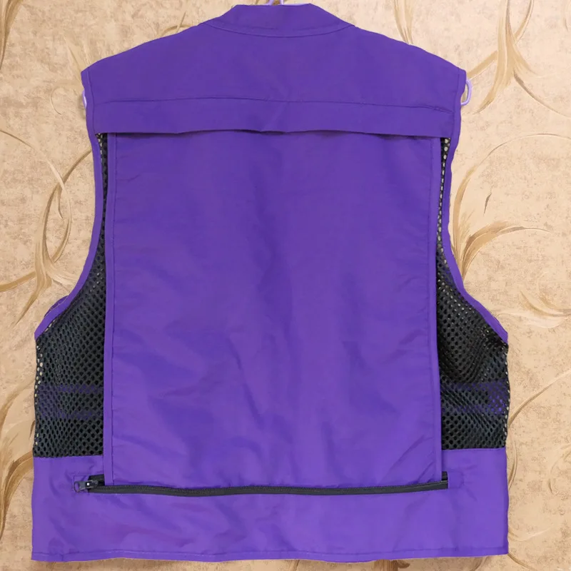 Мужская дышащая сетчатая Лоскутная жилетка с несколькими карманами для фотосъемки, Мужская тактическая жилетка фиолетового цвета без рукавов