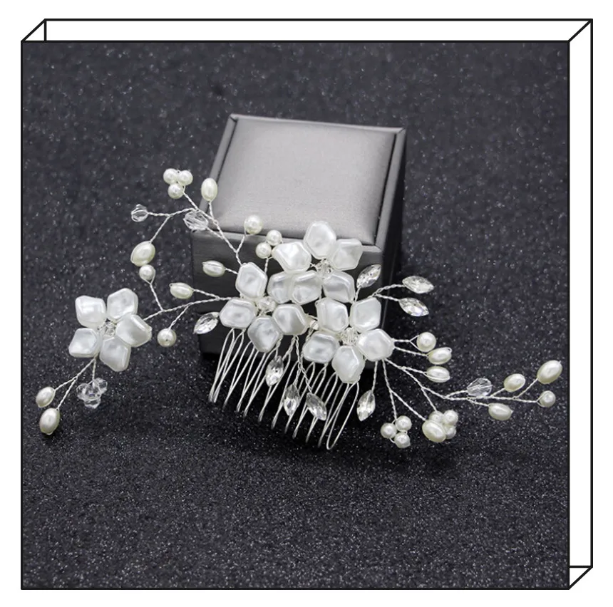 

Bride Romantic Crystal Pearl Flower Hair Comb Wedding Hair Jewelry HairPin Clips Rhinestone Bridal Hair Pins Hair Style Tool