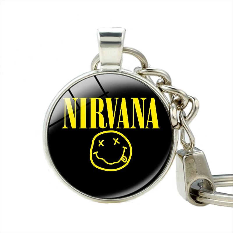 rock band nirvana logo jewelry keychain retro pendant key chain for rock fans rock band nirvana logo jewelry keychain retro pendant key chain for rock fans