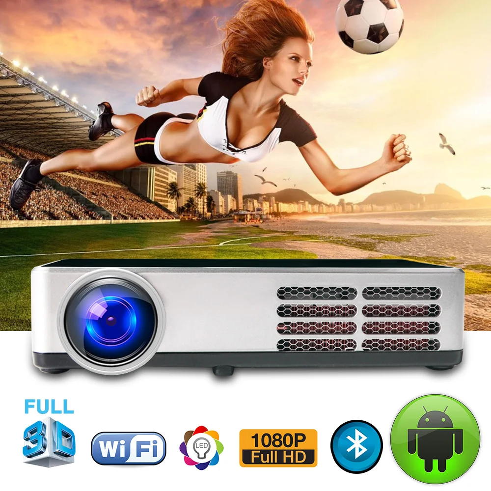 VIVICINE новейший 1280x800 портативный 3D Android 1080p проектор, DLP HDMI USB PC wifi беспроводной домашний кинотеатр мини видео проектор