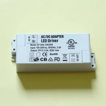 

50PCS/Lots Free Shipping 24V2.5A 60W led driver for 3528/5050 LED strips