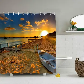 

Sunset Beach Shower Curtain Bath Decorations Bathroom Decor