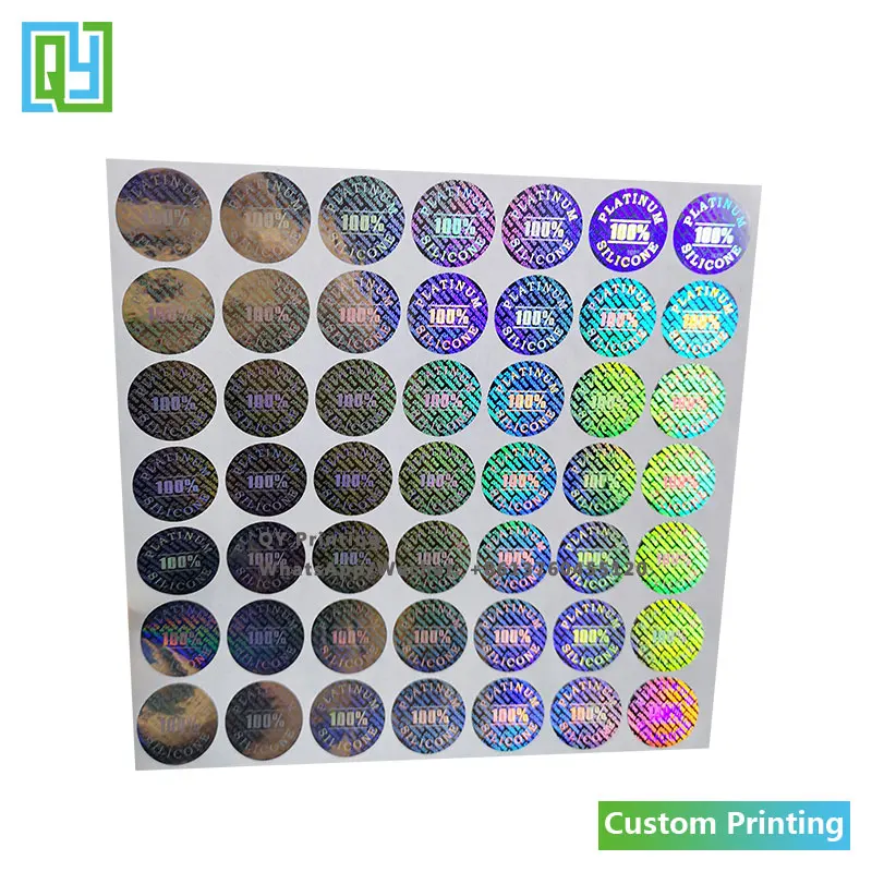 10000pcs 20x20mm 무료 배송 맞춤 인쇄 된 3D 실버 홀로그램 스티커 사용자 정의 만든 숨겨진 된 텍스트 보안 포장 레이블