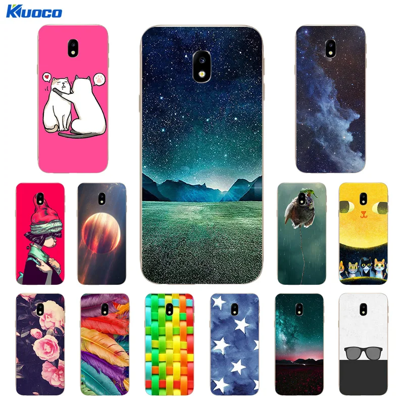 Phone Cover for Samsung Galaxy J3 2017 J330F Pro 2017(EU Version) Case Girl Cat Printing Soft TPU Silicone Back |